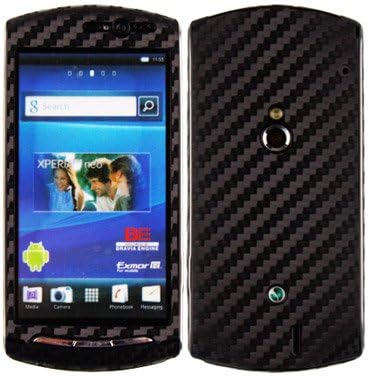 Skinomi TechSkin siyah Karbon Fiber tam vücut cilt koruyucu Sony Ericsson Xperia Neo V ile uyumlu