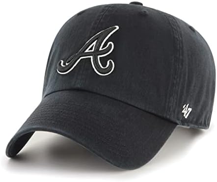 Atlanta Braves Siyah Anahat Ayarlanabilir Şapka Temizlemek, Yetişkin Tek Beden Herkese Uyar