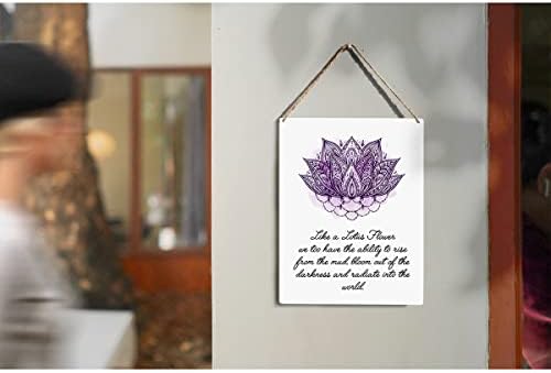 Lotus çiçeği Alıntı Ahşap Işareti İlham Meditasyon Ahşap Işaretleri Rustik Asılı Plak Duvar Sanatı 8x10 Işareti Duvar