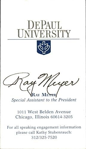 Ray Meyer İmzalı Kartvizit İmzalı DePaul Basketbol HOF 66349-İmzalı Kolej Basketbolları