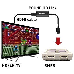 Orijinal Süper Nintendo SNES için POUND HD Bağlantı Kablosu-RGB Kalitesinde HDMI Kablosu, 720p Çözünürlük ve Artırılmış