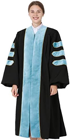 Fakülte ve Profesör için GraduationMall Deluxe Doktora Mezuniyet Elbisesi Altın Borulu Kadife