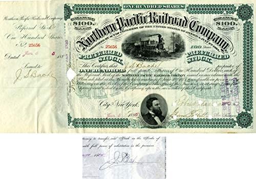Kuzey Pasifik Demiryolu A. Ş. J. S. Bache tarafından verilmiş ve imzalanmış