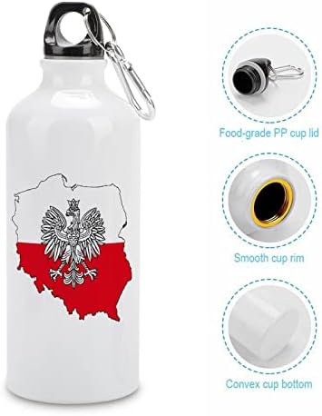 Polonya Bayrağı Kartal Alüminyum Su Şişesi Kullanımlık seyahat bardağı Kahve kapaklı kupa Ev Ofis Spor Salonu için