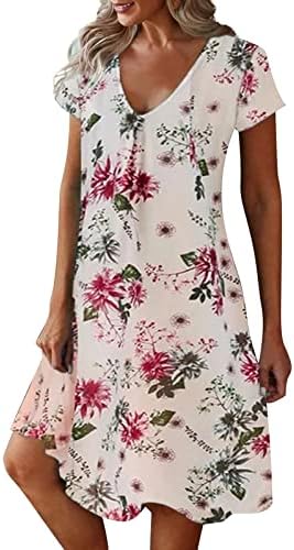 Backless yaz elbisesi kadın Moda A Tipi V Boyun Kısa Kollu Çiçek Çiçek Baskı Çiçek yaz elbisesi es kadınlar için
