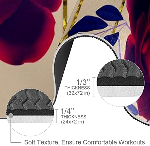 TPE Kaymaz Yoga Mat Trendy Retro Gül Kaplı Çiçek 1/4 İnç Kalın Egzersiz Yoga matı Anti-Gözyaşı Egzersiz Matı Her Türlü