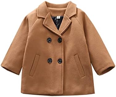 Karuedoo Çocuklar Bebek Kız Erkek Yaka Kruvaze Yün Karışımı Bezelye Coat Dış Giyim Sıcak Kış Trençkotlar Palto Ceket