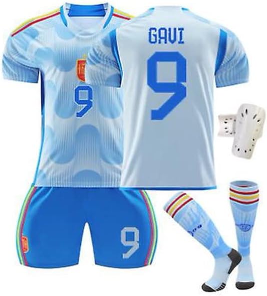 GAVI 9 Yetişkin Çocuk / Gençlik Çorapları ve İncik Pedi Mavi Yeni Sezon 2022-2023 İspanya Ulusal Dünya Kupası Futbol