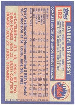 1984 Topps 182 Darryl Strawberry New York Mets Çaylak Kartı-Nane Durumuna Yakın Yeni Sahibinde Gönderilir