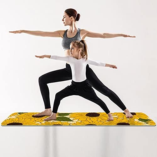 Kalın Kaymaz Egzersiz ve Fitness 1/4 yoga mat Sarı Ayçiçeği Çiçek Desen Baskı Yoga Pilates ve Zemin Fitness Egzersiz