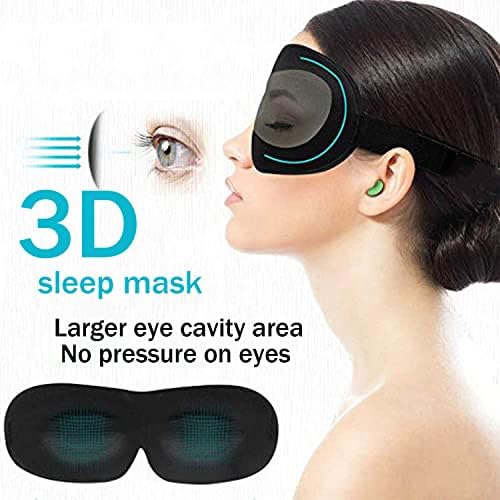 Erkekler Kadınlar için 2 adet Uyku Maskesi,Şekerleme seyahat gece vardiyası için 3D Uyku Göz Maskesi (Siyah)