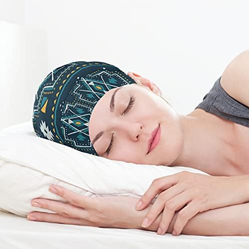 Kafatası Kap Uyku Kap Çalışma Şapka Bonnet Beanies Kadınlar için Mavi Yeşil Çizgili Bohemian Geometrik Vintage Uyku