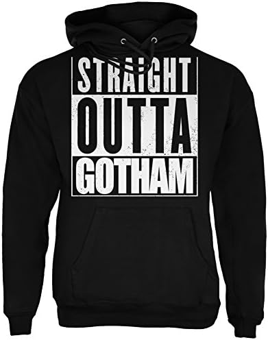 Düz Gotham Siyah Yetişkin Hoodie