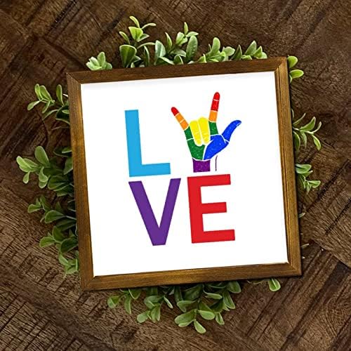 LGBT Gurur Ahşap Çerçeveli Işaretleri Aşk Gökkuşağı Plam Duvar Dekor Işareti Klasik Lezbiyen ve Eşcinsel Duvar Sanat