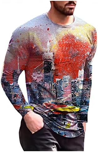 XXBR Erkekler 3D Dijital baskılı tişörtler, 2021 Sonbahar Uzun Kollu Crewneck Moda Yaz Slim Fit Casual Tee Üstleri