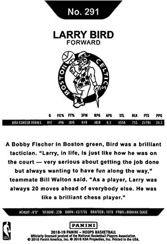 2018-19 NBA Çemberler Basketbol 291 Larry Bird Boston Celtics Tribute Panini tarafından yapılan Resmi Ticaret Kartı