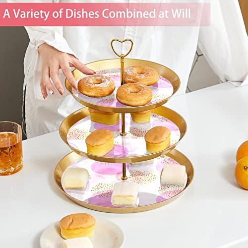 3 Parça Kek Standları Seti, Pembe Yuvarlak Şekil Plastik Cupcake Tutucu Şeker Meyve Tatlı Ekran Standı Düğün Doğum