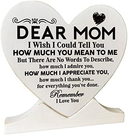 Vintage Beyaz Anne Plak, Sevgili Anne Ahşap İşareti, Seni Sevdiğimi Hatırla Anne, Rustik Kalp Şeklinde Ahşap Plak