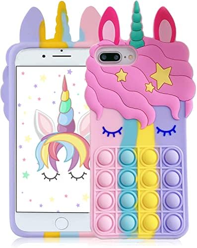 Kawaii Pop Kabarcıklar Unicorn Telefon Kılıfı için iPhone 6 Artı/6 Splus/7 Artı/8 Artı Mavi Kirpikler ile Unicorn