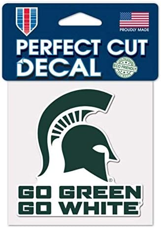 NCAA Michigan Eyalet Üniversitesi Spartalılar 4 x 4 inç Go Yeşil Go Beyaz Mükemmel Kesim Çıkartması