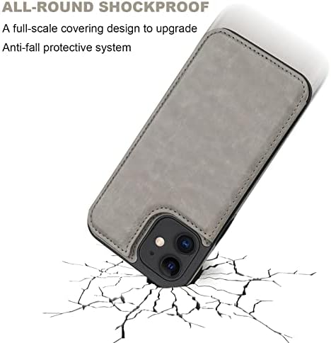 Onetop iPhone 12 ile Uyumlu iPhone 12 Pro ile Uyumlu Kartlıklı Cüzdan Kılıfı, PU Deri Kickstand Kart Yuvaları Kılıfı,