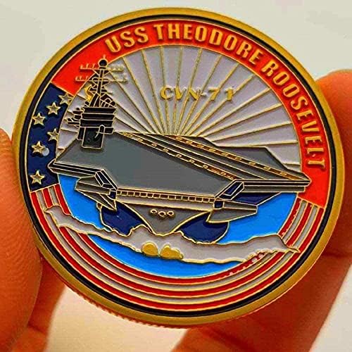 ABD Donanması CVN - 17 Uçak Gemisi Altın Kaplama Madalya Koleksiyonu Roosevelt Uçak Gemisi Altın Sikke Hatıra Kopya