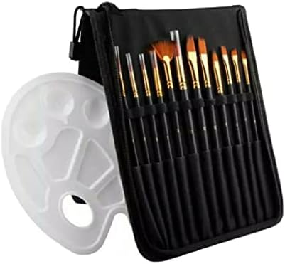 TREXD 12 / Set Naylon Saç Ahşap Saplı Su Renk Boyalı Fırça Kalem Yıkama Kazıyıcı Akrilik Resim Sanatı Kaplama Fırçası