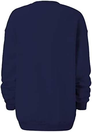 Tişörtü Kadınlar için Düz Renk büyük beden kazak Tops Damla Omuz Uzun Kollu Ekip Boyun T-Shirt Sevimli Casual Bluz