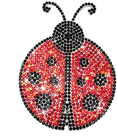 Bling Uğur Böceği Rhinestones Çıkartması, Su Geçirmez Köpüklü Kristal Siyah ve Kırmızı Böceği Uğur Böceği Sticker