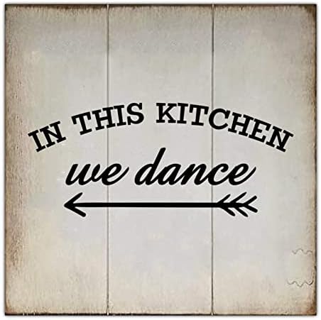Tollyee Rustik Ahşap Işareti Komik mutfak dekoru Işareti Bu Mutfakta Biz Dans Sıkıntılı Bak Ahşap Işareti duvara asılan