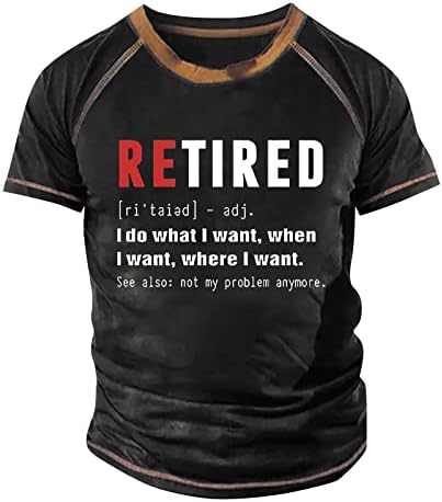 WENKOMG1 Erkek Sloganı T-Shirt, Ellili Kırk Emekli Baskılı Retro Tarzı Kısa Kollu Gömlek Söyleyerek Tee Gömlek Erkekler