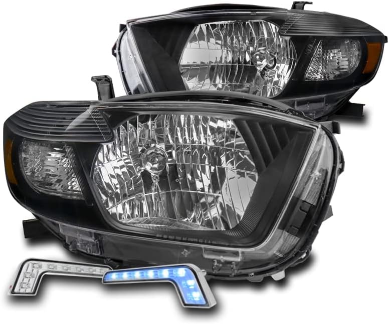ZMAUTOPARTS yedek siyah farlar farlar ile 6.25 mavi LED DRL ışıkları 2008-2010 Toyota Highlander için