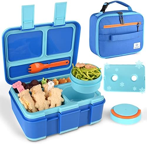 Buz paketleri ve yalıtımlı öğle yemeği çantası ile Genteen çocuklar Bento kutusu, sızdırmaz gıda kabı ile çocuklar