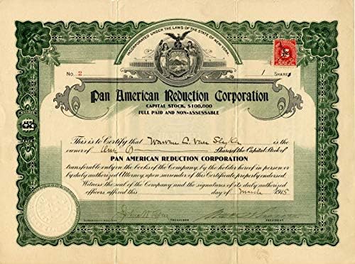 Pan American Reduction Corporation - Hisse Senedi Sertifikası