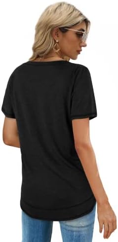 Dofaoo Bayan Üstleri Kısa Kollu Yaz T-Shirt Kavisli Hem Rahat Moda Gömlek