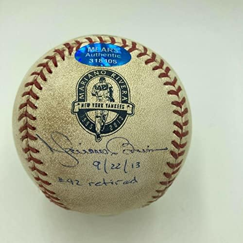Tarihi Mariano Rivera Günü İmzalı Oyun Kullanılmış Beyzbol MEARS & Steiner COA-MLB İmzalı Oyun Kullanılmış Beyzbol