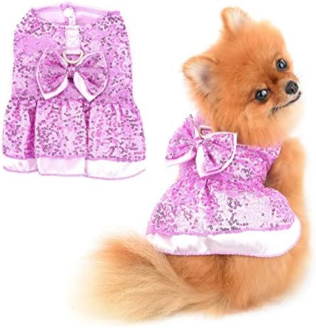 PAİDEFUL Küçük Kız Köpek Elbise Prenses Sequins Bow Kolsuz Sundress Bahar Yaz Yumuşak Rahat Köpek Giysileri Sevimli
