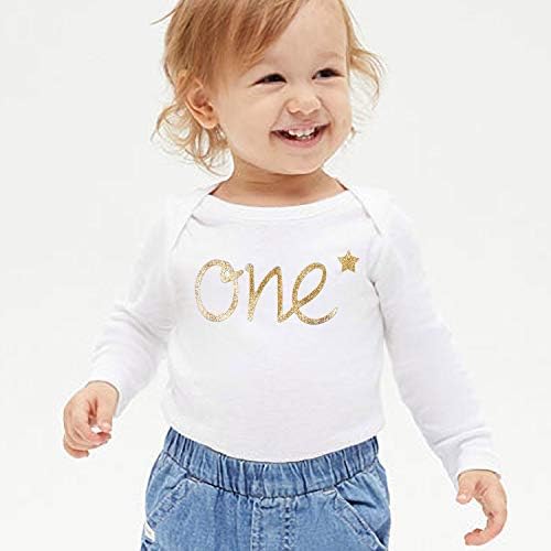 BDONDON Bebek Doğum Günü Gömlek Altın Folyo 1st Doğum Günü Kıyafetler Organik Pamuk Yarım Doğum Günü Onesie Bebek