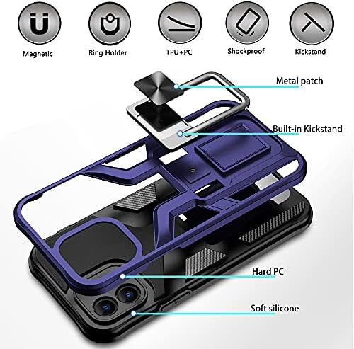 NKECXKJ Tasarım iPhone 12 Mini Telefon Kılıfı ile Ekran Koruyucu Halka Tutucu, standı Kickstand Ağır İnce Darbeye