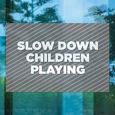 CGSıgnLab / Oynayan Çocukları Yavaşlatın-Çizgili Gri Pencere Yapışması / 30x20