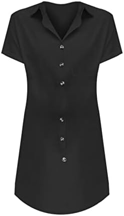 MIASHUI 3/4 Kollu Tees Kadınlar için 2023 kadın Uzun Düğme Gömlek Kısa Kollu Gömlek Elbise Yaz Plaj Büyük Yaka Gömlek