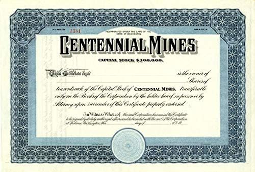 Centennial Mines-Stok Sertifikası