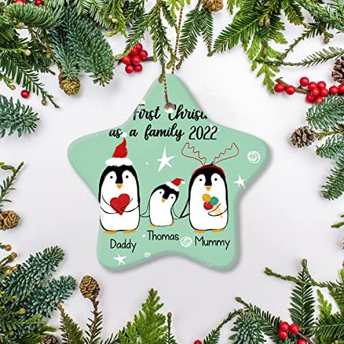 VHGECO Kişiselleştirilmiş İlk Aile Noel Seramik Dekorasyon-Yeni Bebek Biblo Penguen 1. Noel Ağacı Süsleme 2022 Asılı