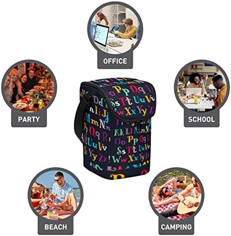Komik Latin Alfabesi Büyük yemek kabı Yetişkin Kullanımlık yemek taşıma çantası Taşınabilir Büyük Organizatör