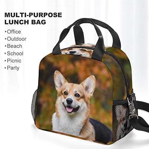 Güzel Köpek Corgi yemek kabı saklama çantası Sızdırmaz Soğutucu Tote omuz çantası Tüm Baskı