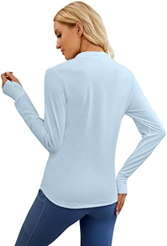 BMJL kadın UPF 50 + Egzersiz Uzun Kollu Gömlek Koşu Yürüyüş Shirts1 / 4 Zip Kazak Hızlı Kuru Atletik Tops