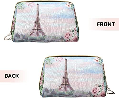 ASEELO Güzel Eyfel Kulesi Paris Küçük Kozmetik Çantası Deri Taşınabilir Makyaj Çantası Kozmetik Çantaları Kadınlar