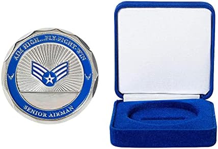 Amerika Birleşik Devletleri Hava Kuvvetleri Kıdemli Havacı Rütbe Mücadelesi Coin ve Mavi Kadife Ekran Kutusu