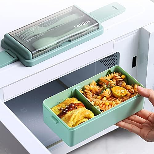 Bento Kutusu, 1400 ml Gıda Sınıfı Plastik PP PS TPR Iki Kat Mikrodalga Güvenli yemek kutusu, taşınabilir Piknik Ofis