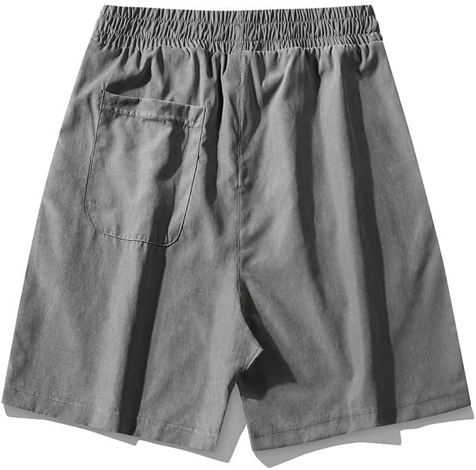 LEPSJGC erkek Şort Yaz Düz Tüp Gevşek Oturan Rahat Pantolon İnce Spor Şort (Renk: D, Boyut: X-Large)